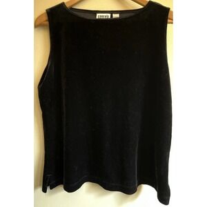 Chicos Design Velvet Top Size 2 [L] Black Sleeveless Elegant Bohemian Goth